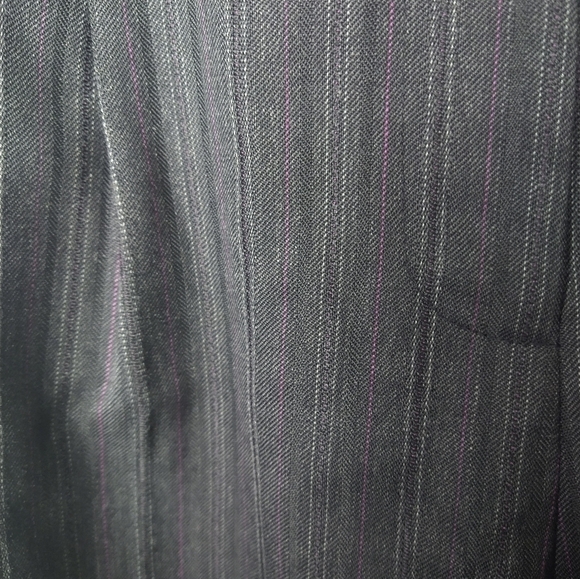 Chadwick's grey purple white pinstripe pleated front dress pants. Size 8P - Picture 5 of 9